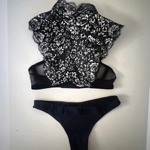 Victoria Secret Dream Angel Unlined Demi High Neck Metallic Sheer Bra Panty Set* - Picture 1 of 5