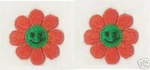 1 Zoll Orange Gänseblümchen Smiley Blume Stickerei Aufnäher Menge 2 - Bild 1 von 1