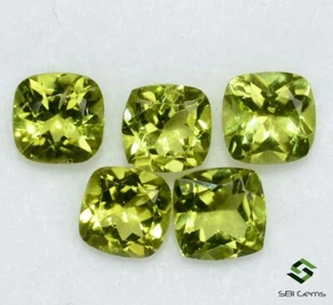 Natural Peridoto Corte Cojín 5 Mm 6.85 Cts Lote 10 Pzs Gemas Verdes Lustrosas - Picture 1 of 5