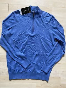 NWT Golfino Men's Melange Troyer Pullover 1318014 538 Blue Sz ML NEW - Picture 1 of 4