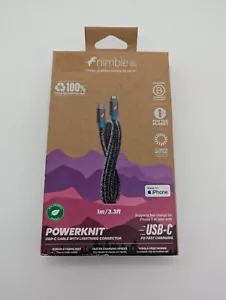 Nimble PowerKnit USB-C Cable 60W PD Fast Charge 3.3 ft. Gray - Picture 1 of 2