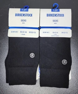 Birkenstock Footbed Comfort Sole Crew Socks Men's L US M9 - M11 2 Pairs Black - Picture 1 of 8