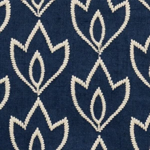 Tela multiusos de lino bordada con motivo de flor índigo Posie de pollack de 1,5 yardas - Imagen 1 de 12