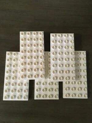 LEGO DUPLO Lot of five (5) 4x8 stud 3/8” thick WHITE Baseplate Base Excellent - Image 1 of 4