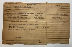 FREIGHT BILL: 1929 Gulf, Mobile & Northern Railroad Co - Picture 1 of 3