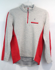 Pearl Izumi Cycling Thermal Wool Jersey size L Gray Red 1/4 Zip Back Pocket Logo