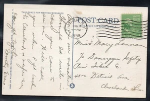 1938 Prexie uso individual 804 Prospect Lake postal Chatham NY a Cleveland OH - Imagen 1 de 2