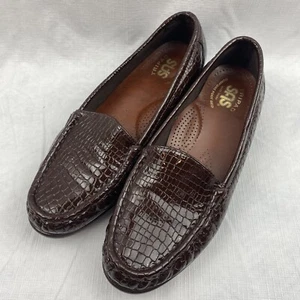 SAS Tripad Comfort Women’s Brown Reptile Patented Leather Loafers Size 7-1/2 N - Picture 1 of 6