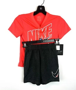 Nike Boy’s Short Sleeve Shirt And Shorts Size Small, Light Soot Stain On Back - Picture 1 of 7