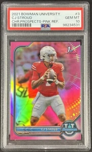 CJ Stroud 2021 Bowman University Chrome Pink Refractor PSA 10 RC Rookie #3 - Picture 1 of 2
