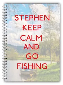 A5 KEEP CALM GO FISHING LOG BOOK DAILY DIARY PERSONALISED FISHERMAN'S GIFT 2 - Picture 1 of 4