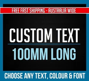 CUSTOM STICKER Vinyl Decal 100mm Long Text Font & Colour Name Lettering Bottle - Picture 1 of 12