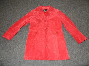 WOMENS SIZE LARGE RED SUEDE COAT BY RELATIVITY **VERY NICE** - Picture 1 of 3