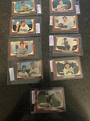 1955 Bowman Lot Of 9 With Stars Dodgers Gilliam ,Podres, Palica Shantz  - Image 1 of 4