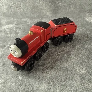 Thomas The Train James #5 with Tender Wooden Railway Tank Engine Friends - Picture 1 of 8