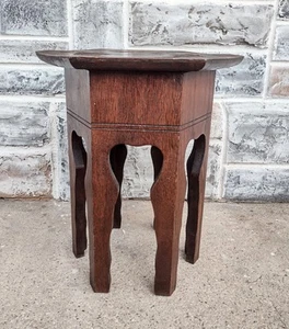Antique Vintage Arts & Crafts Solid Oak Hexagon Shaped Plant Stand End Table - Picture 1 of 7