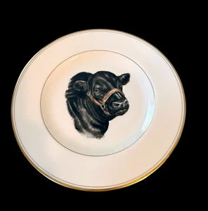 Frank Vosmansky Abercrombie & Fitch Porcelain Dinner Plate Black Angus Bull #2 - Picture 1 of 3