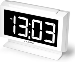 Digitaler Wecker für Schlafzimmer, mit 5,3" großer LED-Zeitanzeige, 0-100% weiß - Bild 1 von 7