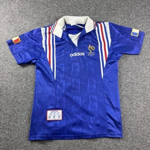 Vintage Adidas FRANCE National Football Team 1996 Home Jersey Small Blue #10 - Picture 1 of 10