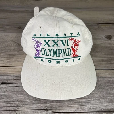 Gorra gorra vintage olímpica Snapback Atlanta 1996 Juegos de verano Hanes beige *DAÑOS* Foto 1 de 4