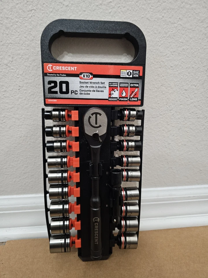 Crescent CSWS38B 10 sizesx3/8" drive Metric/SAE 6 Point Socket Wrench Set 20 pc - Image 1 of 1