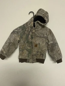 Carhartt Realtree Hooded Camo Jacket Quilt Lining Canvas Youth Kids Size XS 6 - Picture 1 of 8