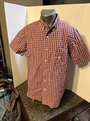 CHAPS RALPH LAUREN Men’s SS Button Down Shirt Red White Blue Plaid Medium - Image 1 of 4