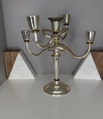 Candelabro de cinco brazos chapado en plata vintage brazos ajustables Foto 1 de 4