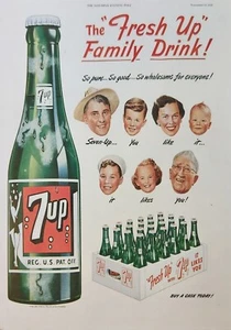 1950 7UP Soda Vintage Anuncio The Fresh Up Family Drink tan puro tan bueno 323 - Imagen 1 de 1
