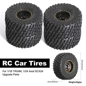 1.0 Brass Beadlock Wheels Tires for 1/18 TRX4M 1/24 Axial SCX24 Upgrade Parts - Picture 1 of 8