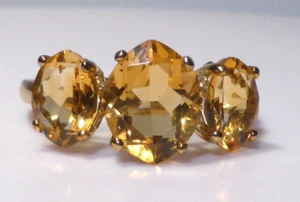 9ct Gold Citrine Ring 4ct UK Hallmark Size R Gift Box - Picture 1 of 23