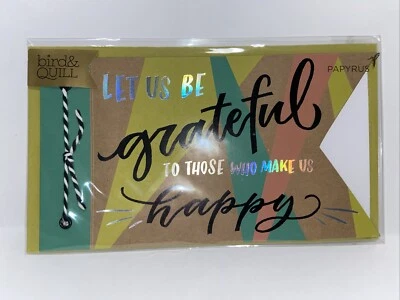 Papyrus Thank You Greeting Card Bird & Quill Grateful  - Image 1 of 2