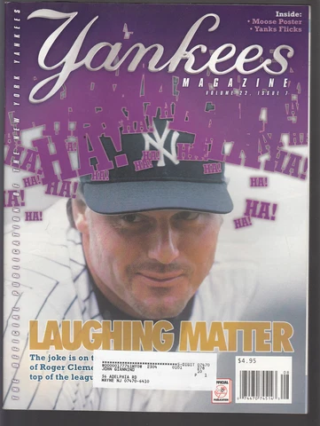 Roger Clemens 2001 New York Yankees Magazine with Mike Mussina pullout poster Cover
