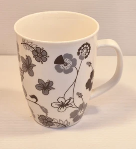 Accent Mug – Black & Grey Floral Design – 300ml Coffee Tea Cup – Preloved - Picture 1 of 5