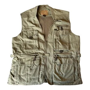 Eddie Bauer Vest Mens Sz XL Olive Zip Hunting Fishing Camping Outdoor Outfitter - Picture 1 of 9