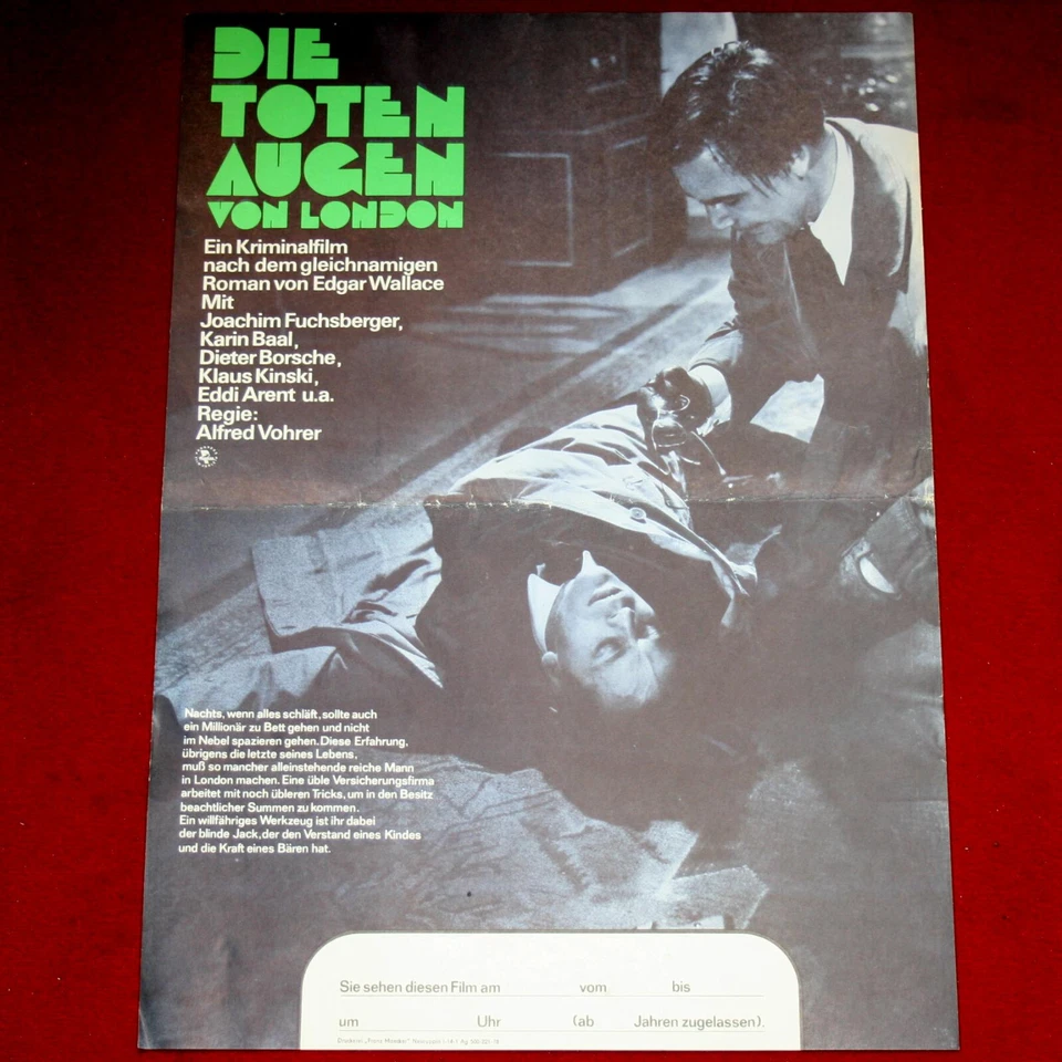 DDR-Kinoposter DIE TOTEN AUGEN VON LONDON 1961 Kinski Fuchsberger Edgar Wallace - Bild 1 von 1
