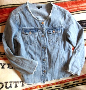 COCO + CARMEN JEANSJACKE GR. S/M ROHER SAUM VERWASCHEN BLAU KNOPFLEISTE TASCHEN COTN - Bild 1 von 11