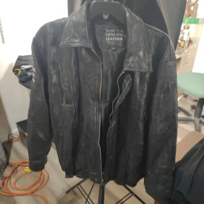 Chaqueta de Cuero Maxam Adulto Extra Grande Internet Truckstop Cremallera Completa Forrada Para Hombres Foto 1 de 4