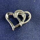 Two Hearts Brooch Silver Tone Pin Double Hearts Vintage