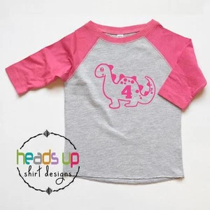 4 Camisa de Cumpleaños Dinosaurio - Niño Pequeño/Niña Dinosaurio Camiseta - Cuarta - Imagen 1 de 2