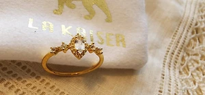 WOMEN'S NWT LA KAISER WHITE TOPAZ HARLOW RING 5 - Picture 1 of 10
