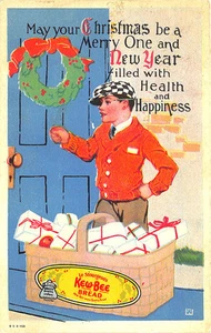 Kew - Pan de Abeja Feliz Navidad Feliz Año Nuevo Lino "Tu Comestible" Postal - Imagen 1 de 2