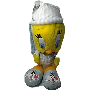 VTG Tweety Bird Bedtime Pajamas Sylvester Slippers Plush Play By Play 17” 1997 - Picture 1 of 8