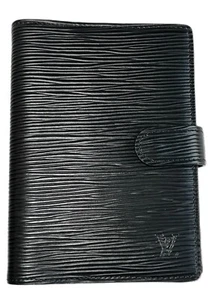Louis Vuitton piccolo anello agenda cover portafoglio pelle nero autentico lusso LV - Foto 1 di 16