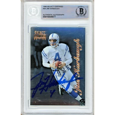 Jim Harbaugh Signed 1996 Select Certified #36 Indianapolis Colts BAS Slab Auto - Image 1 of 4