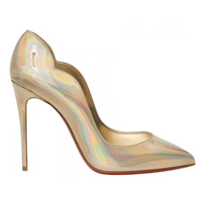 Christian Louboutin Hot Chick 100 Patent Psychic Gold Platine AB Heel Pump 39 - Image 1 of 4