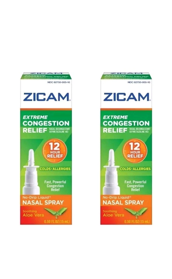 Spray nasal líquido para aliviar la congestión Zicam Extreme 0,50 oz cada uno (paquete 2) Ex:03/27 Foto 1 de 1