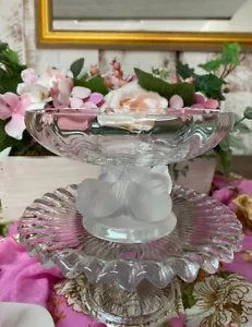 Plato de caramelo Lalique France Nogent pájaro gorrión patas cristal plomo compota - Imagen 1 de 6