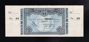 F.C. BANCO DE BILBAO , 50 PESETAS 1937 , S/C- , CON MATRIZ , BANCO DE BILBAO . - Imagen 1 de 2