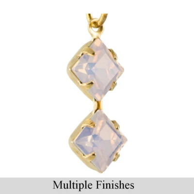 6毫米玫瑰蛋白石多面玻璃方形石1环双套装 — 第 1/4 张图片